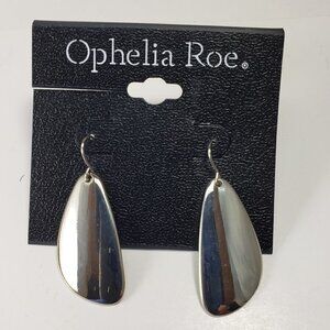 Polished Silver-tone Teardrop Fishhook Earrings